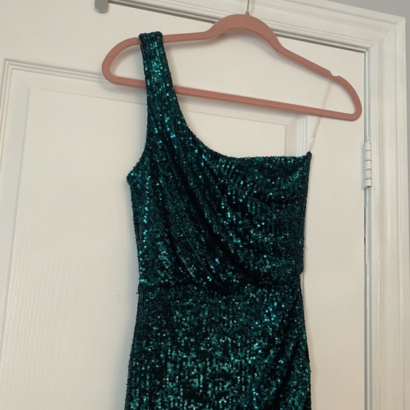 NWT green sequin evening dress / Nookie PALAZZO GOWN - Picture 6 of 10